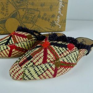Free People Fabric New Port Flat Mule w Fringe NIB